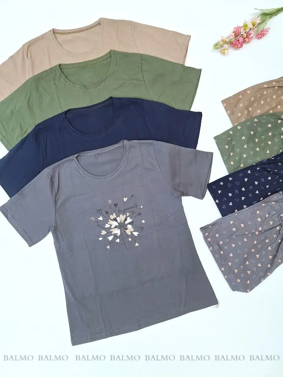 ست تیشرت شلوار لیندا طرح قلبی